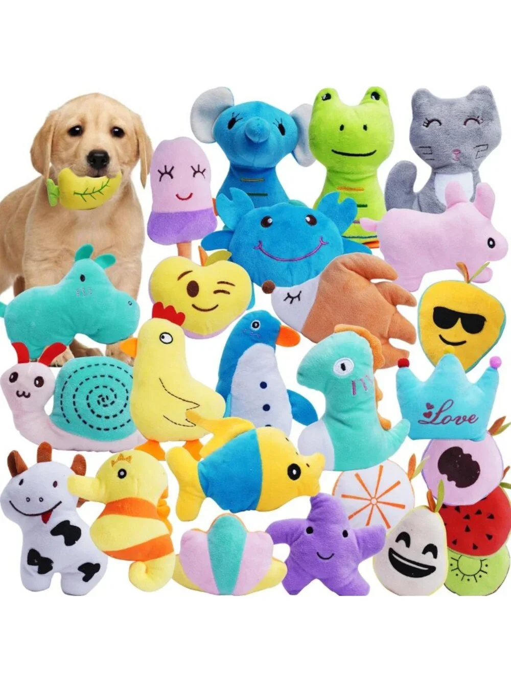 26-Pack Soft Squeaky Dog Toys for Small & Medium Puppies, Colorful Comfort Toys